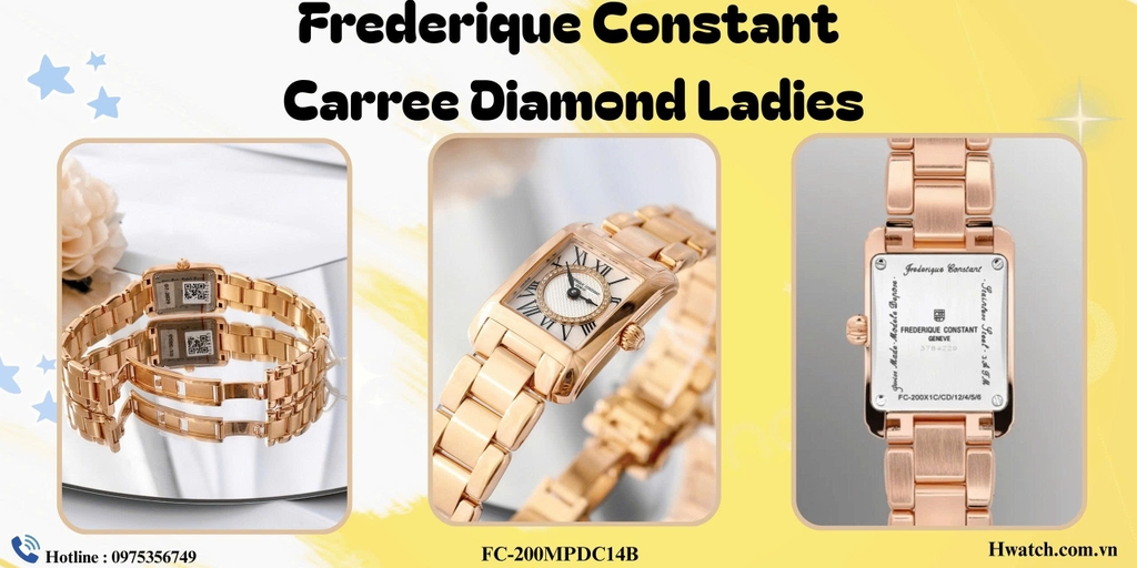 Frederique Constant Quartz Carree Diamond Ladies FC-200MPDC14B ( FC200MPDC14B )