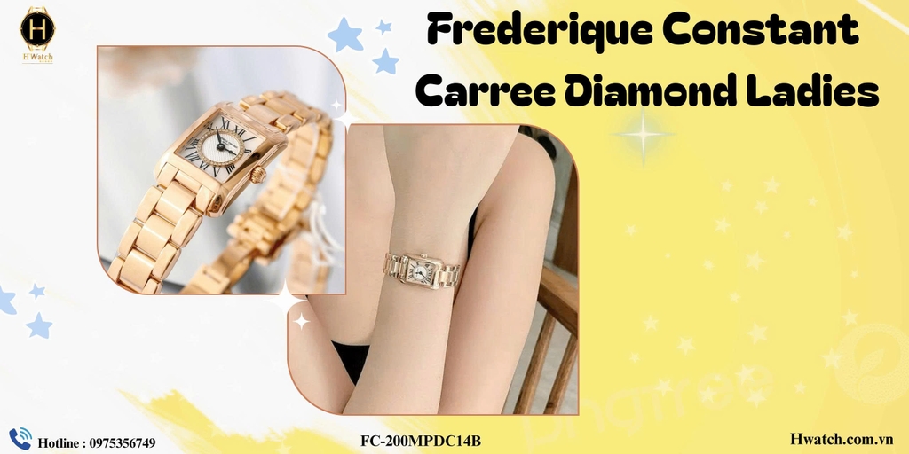Frederique Constant Quartz Carree Diamond Ladies FC-200MPDC14B ( FC200MPDC14B )