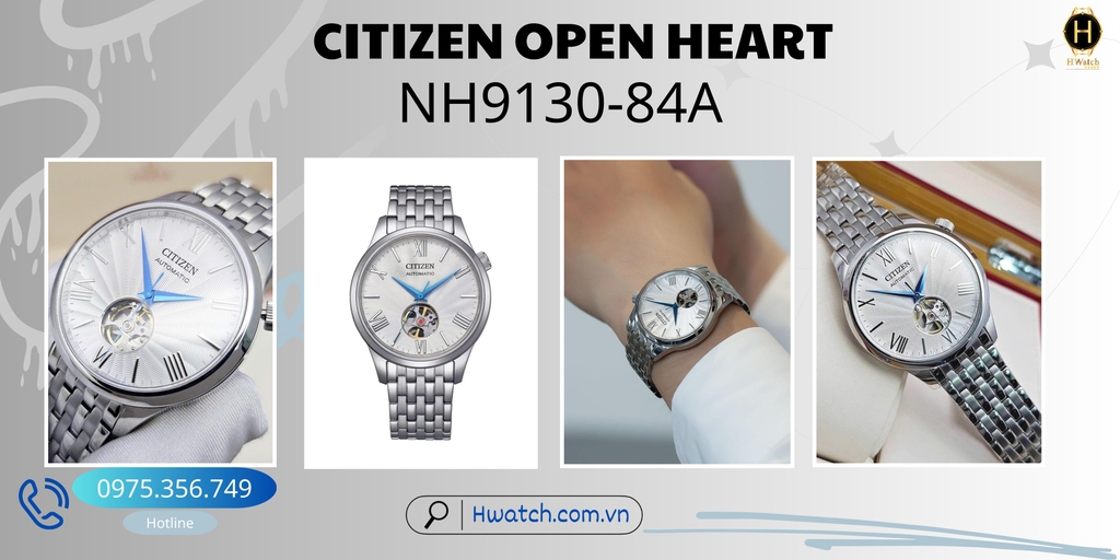 Citizen Automatic Mechanical Open Heart NH9130-84A 
