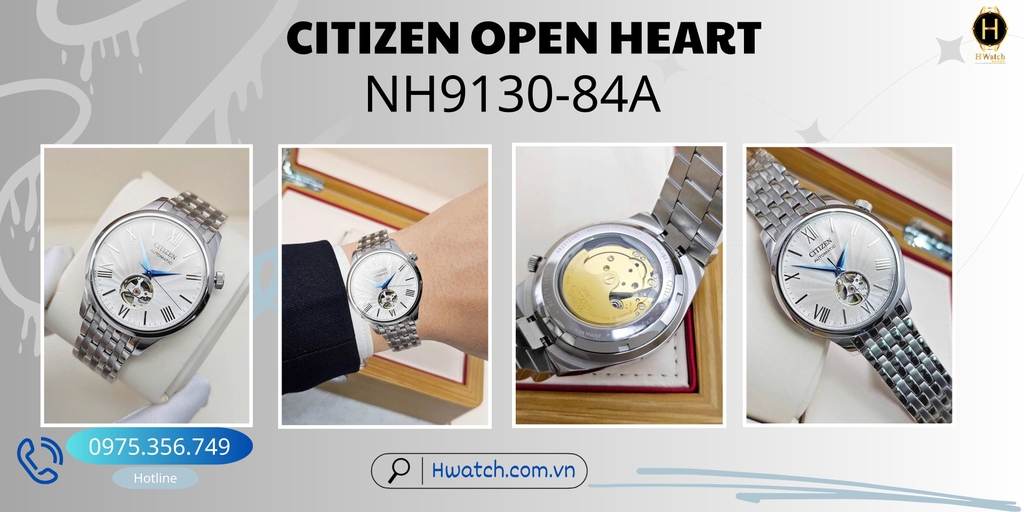 Citizen Automatic Mechanical Open Heart NH9130-84A 
