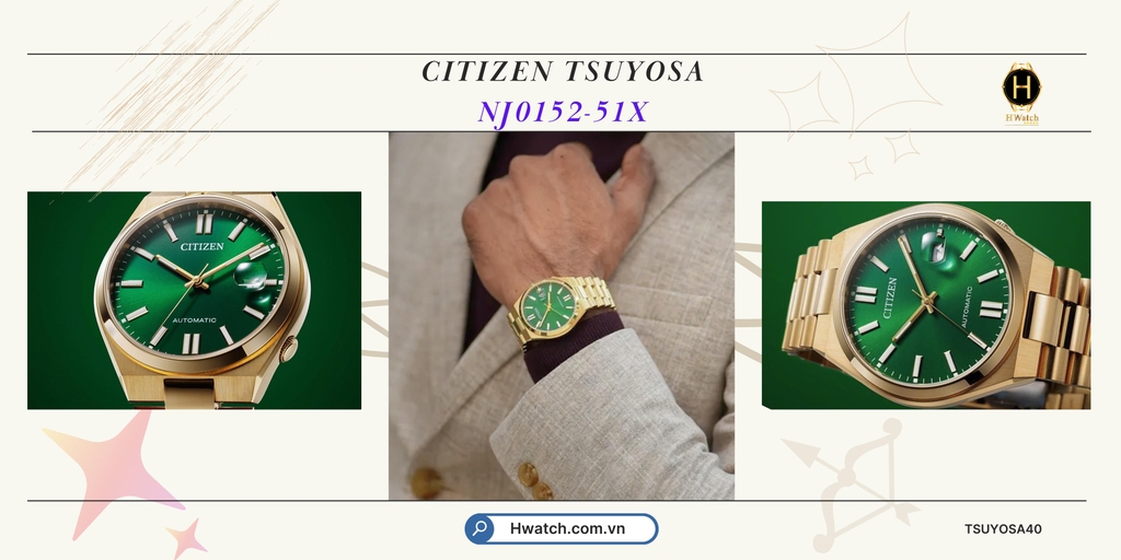 Citizen Automatic Tsuyosa Mechanical Gold Green NJ0152-51X 