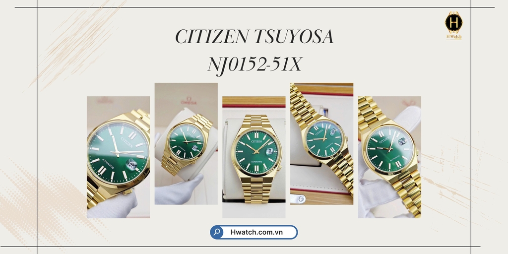 Citizen Automatic Tsuyosa Mechanical Gold Green NJ0152-51X 