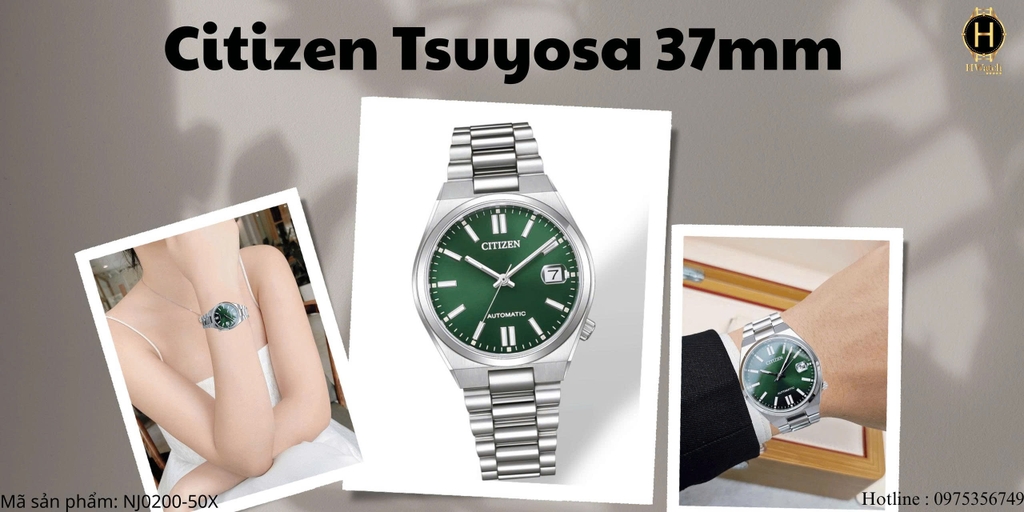  Unisex Citizen Automatic Tsuyosa 37mm Green NJ0200-50X