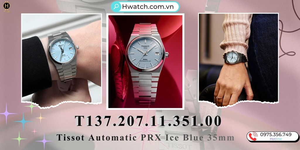 Unisex Tissot Automatic PRX Powermatic 80  Ice Blue  35mm T137.207.11.351.00 (T1372071135100)  