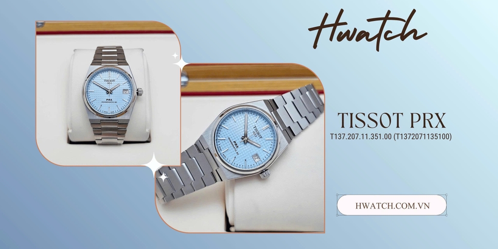  Unisex Tissot Automatic PRX Powermatic 80  Ice Blue  35mm T137.207.11.351.00 (T1372071135100)  
