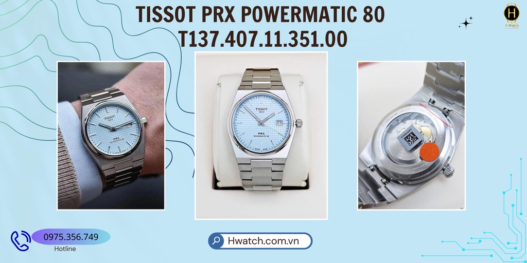 Tissot Automatic PRX Powermatic 80 Ice Blue T137.407.11.351.00 ( T1374071135100 )