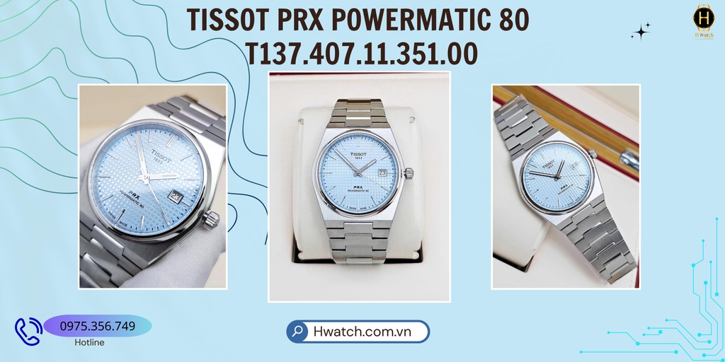 Tissot Automatic PRX Powermatic 80 Ice Blue T137.407.11.351.00 ( T1374071135100 )