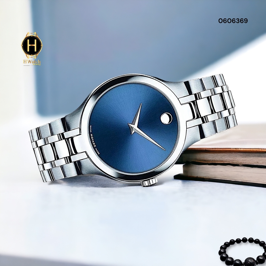 Đồng Hồ Nam Movado Quartz Collection Blue 0606369 Dây Thép Mặt Xanh.