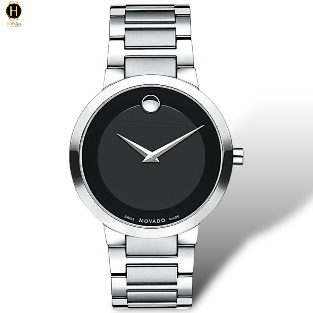 Đồng Hồ Nam Movado Quartz Modern Classic 0607119 Dây Thép Trắng Mặt Đen