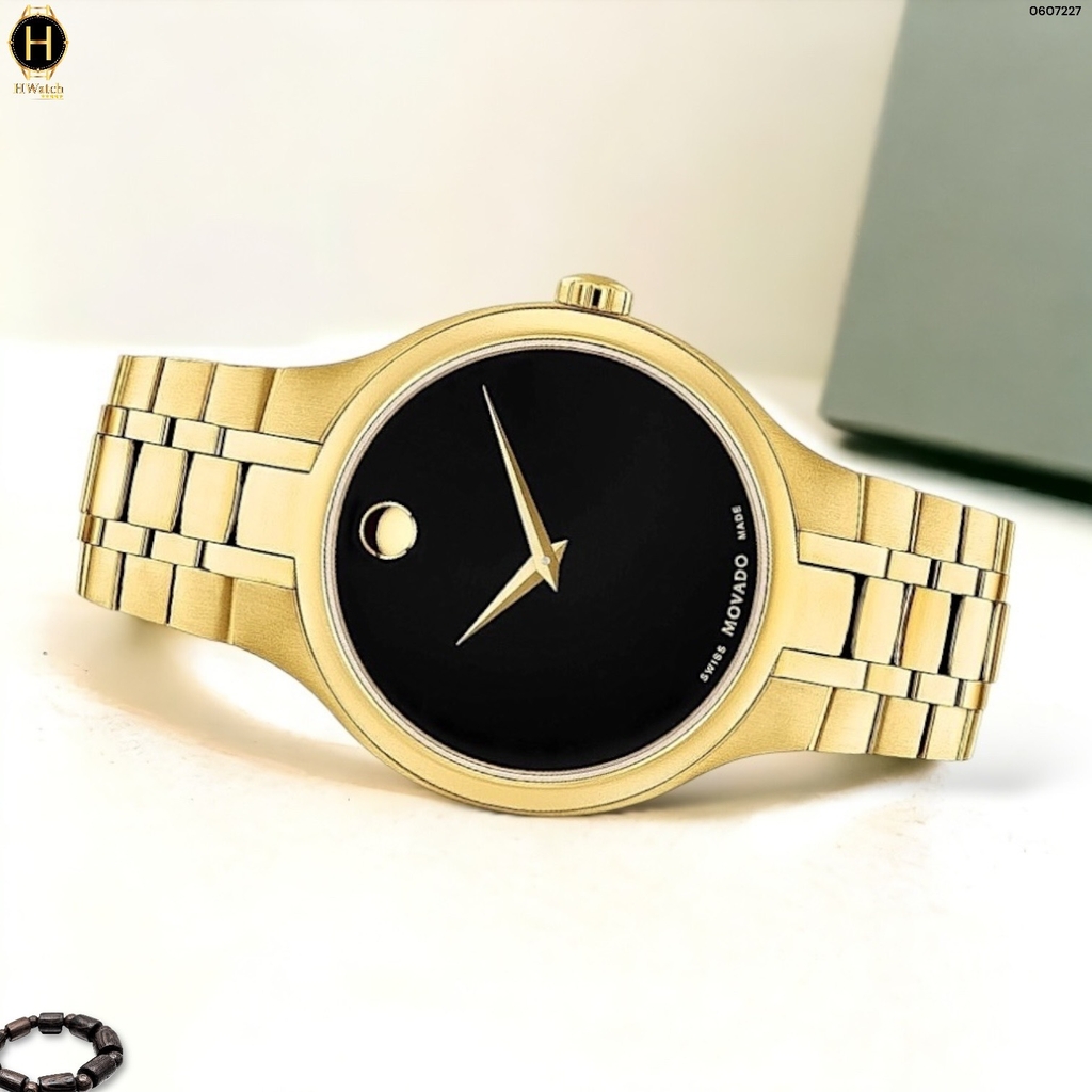 Đồng Hồ Nam Movado Quartz Collection 0607227 Dây Thép Vàng Mặt Đen