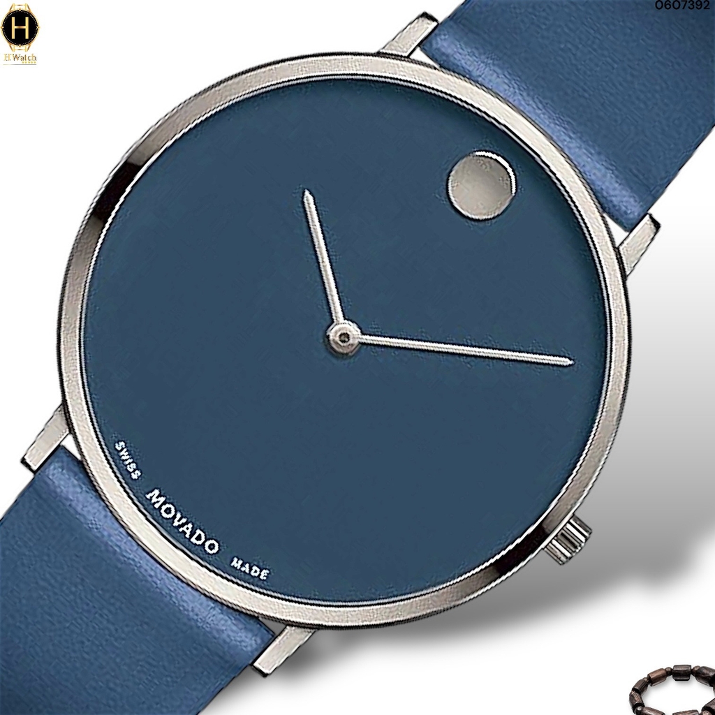Đồng Hồ Nam Movado Quartz Modern 47 Navy 0607392 Dây Da Xanh Navy Mặt Xanh