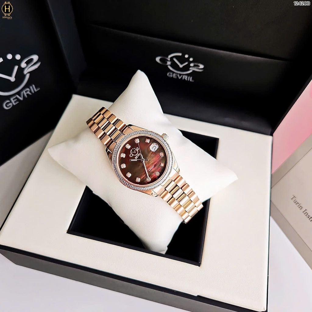 Đồng Hồ Nữ Gv2 By Gevril Quartz Turin Diamond 12420B