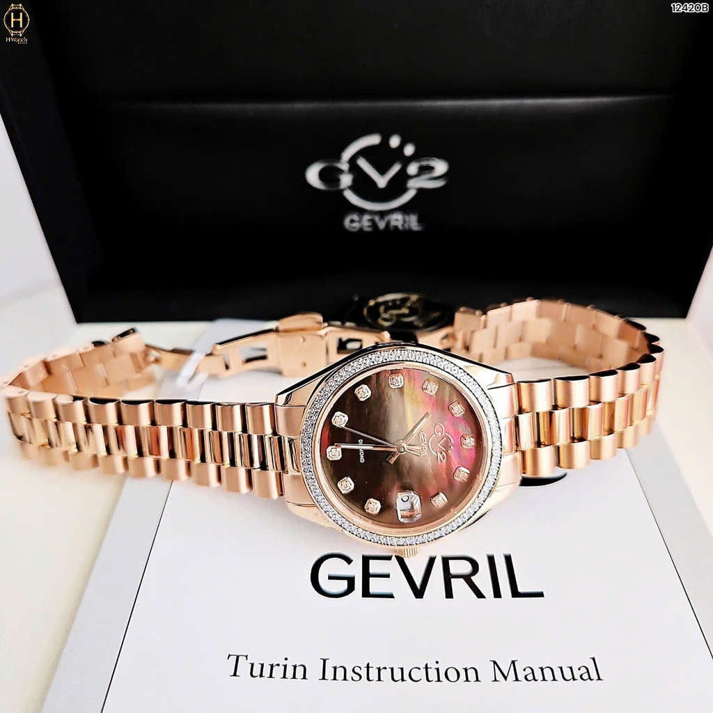 Đồng Hồ Nữ Gv2 By Gevril Quartz Turin Diamond 12420B