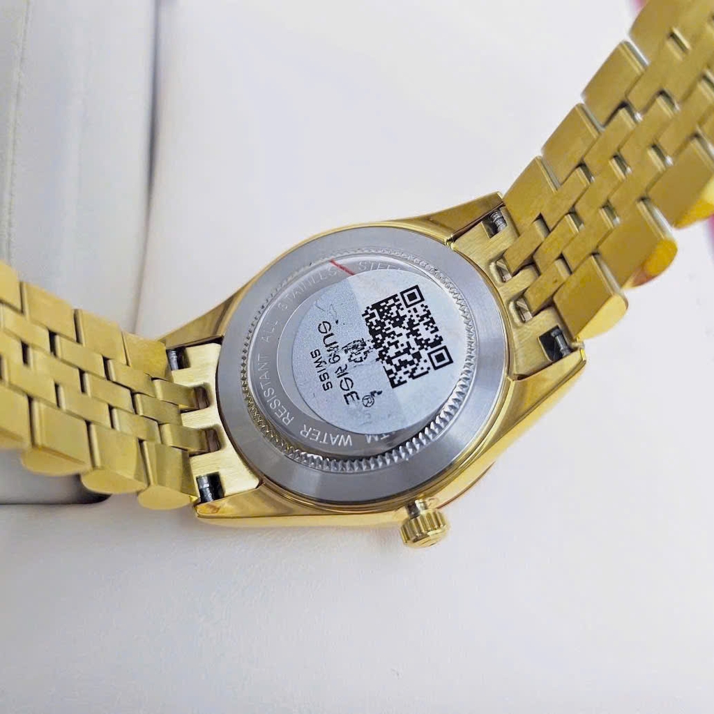 Đồng Hồ Cặp Sunrise Quartz 1255SA  2255SA Dây Sắt Vàng Mặt Trắng ( Giá 1 Chiếc )