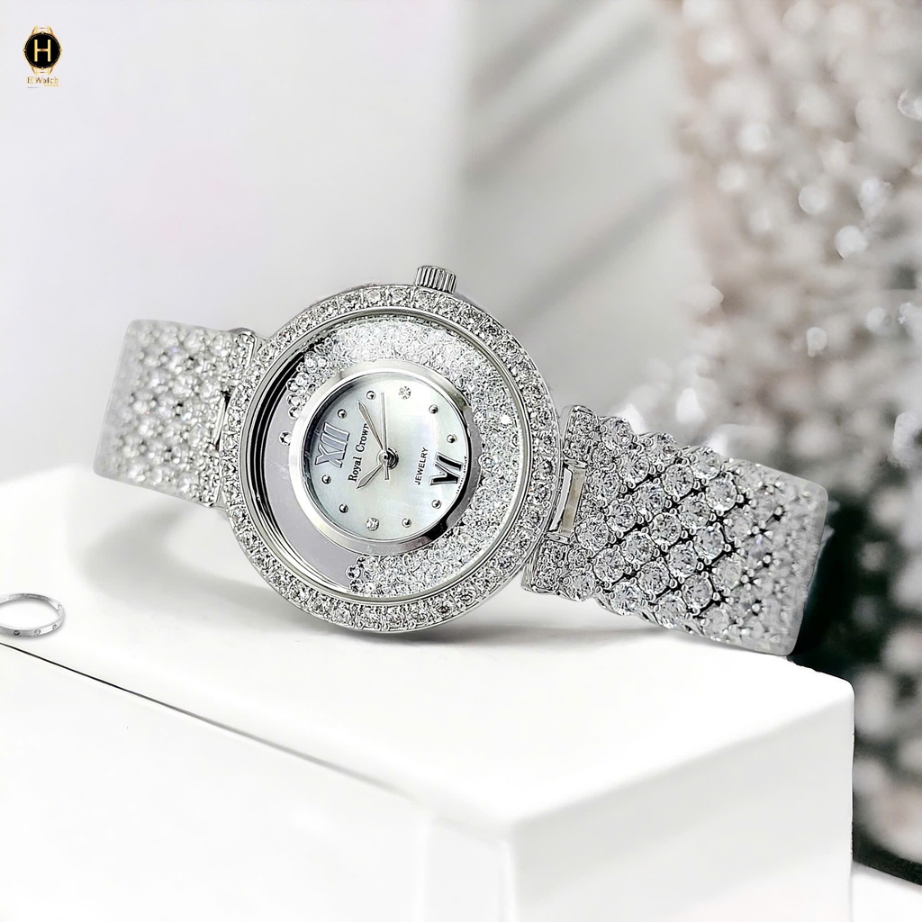 Đồng Hồ Nữ Royal Crown Quartz 2606 Thép Trắng