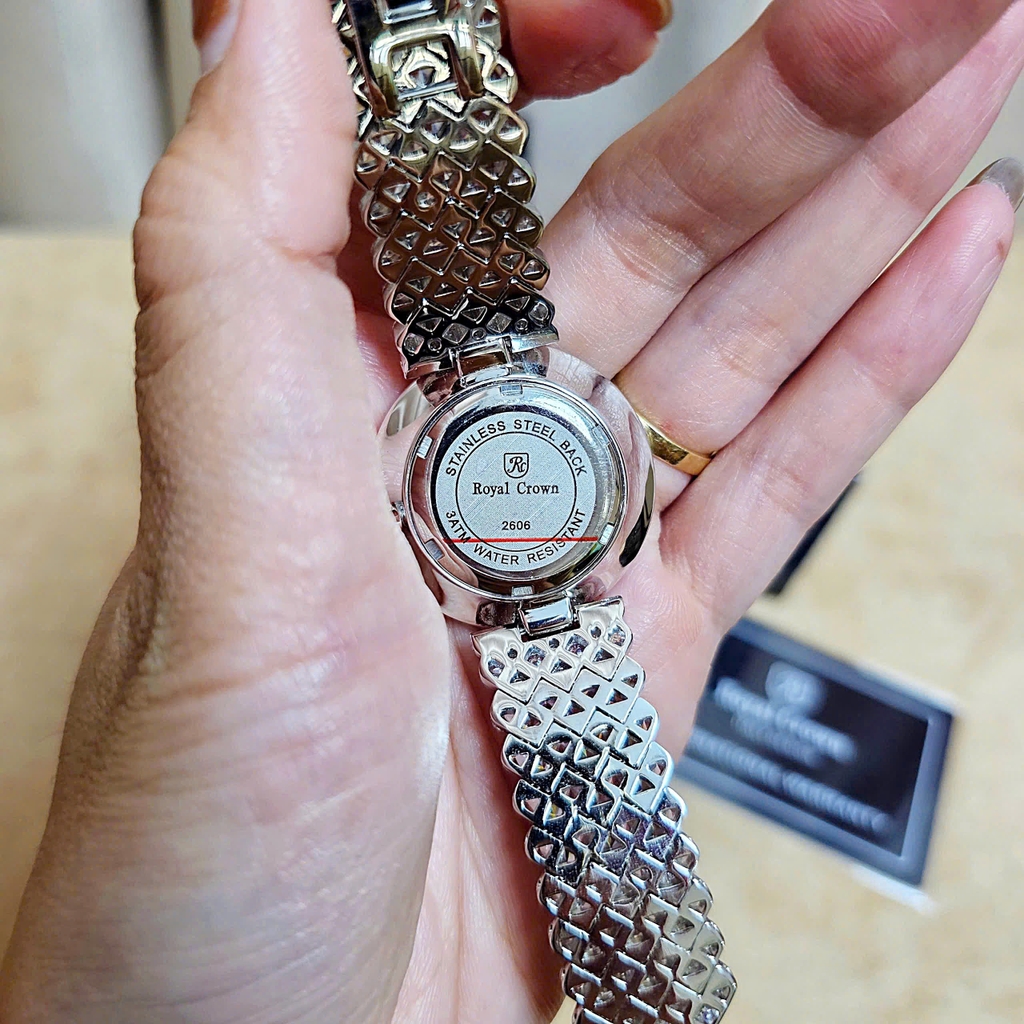 Đồng Hồ Nữ Royal Crown Quartz 2606 Thép Trắng