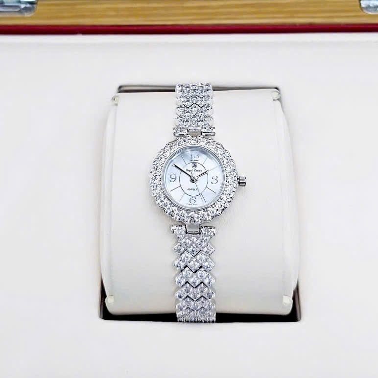 Đồng Hồ Nữ Royal Crown Quartz 2607L Thép Trắng