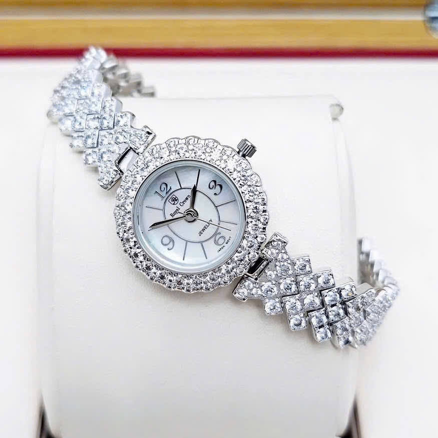 Đồng Hồ Nữ Royal Crown Quartz 2607L Thép Trắng