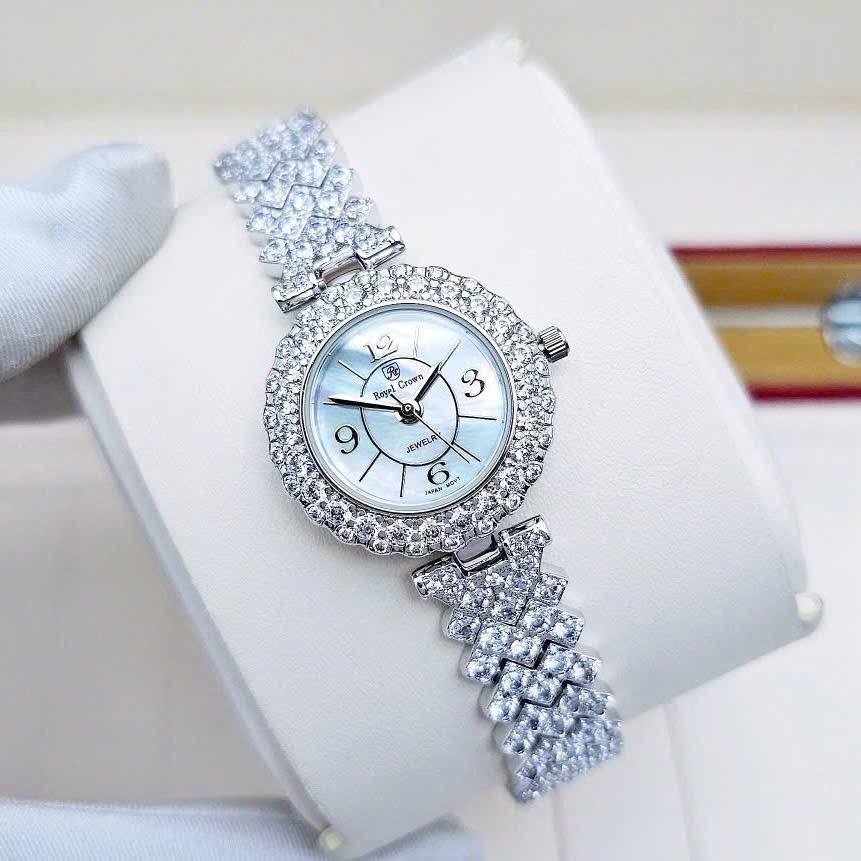 Đồng Hồ Nữ Royal Crown Quartz 2607L Thép Trắng