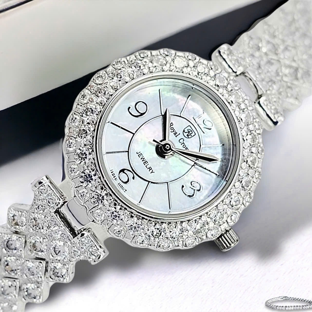 Đồng Hồ Nữ Royal Crown Quartz 2607L Thép Trắng