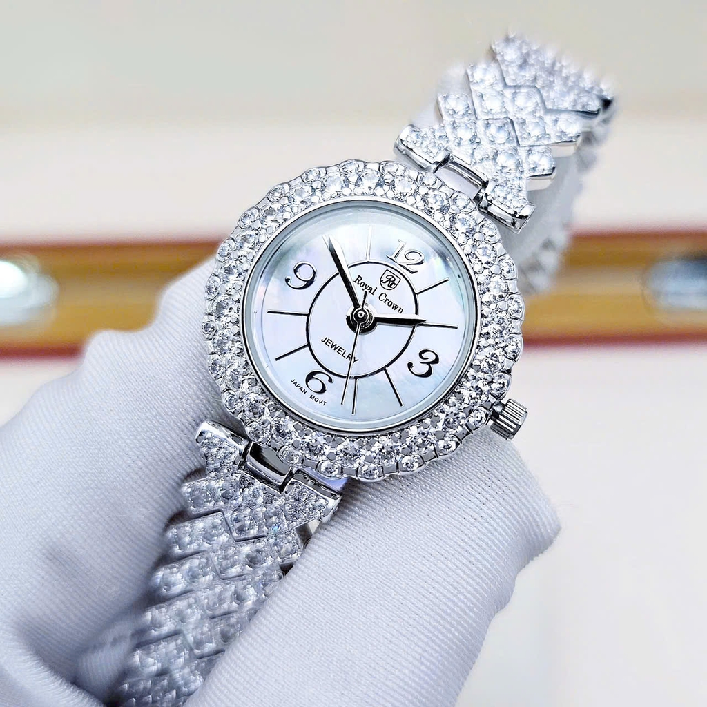 Đồng Hồ Nữ Royal Crown Quartz 2607L Thép Trắng