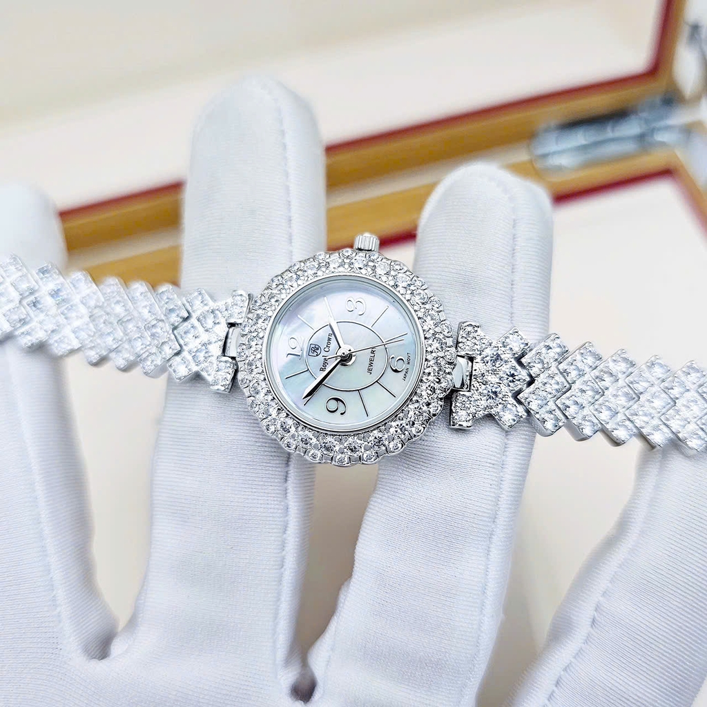 Đồng Hồ Nữ Royal Crown Quartz 2607L Thép Trắng