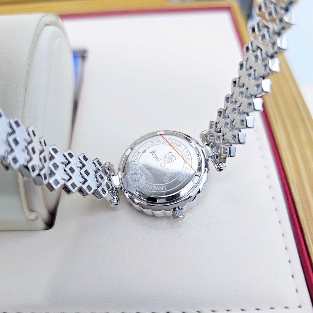 Đồng Hồ Nữ Royal Crown Quartz 2607L Thép Trắng