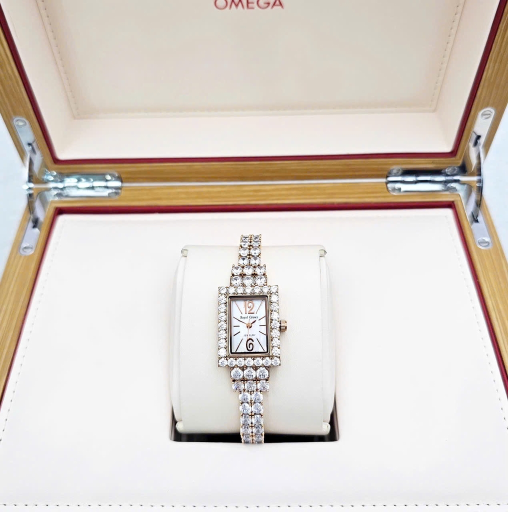 Đồng Hồ Nữ Royal Quartz 3584 Thép Rose Trắng