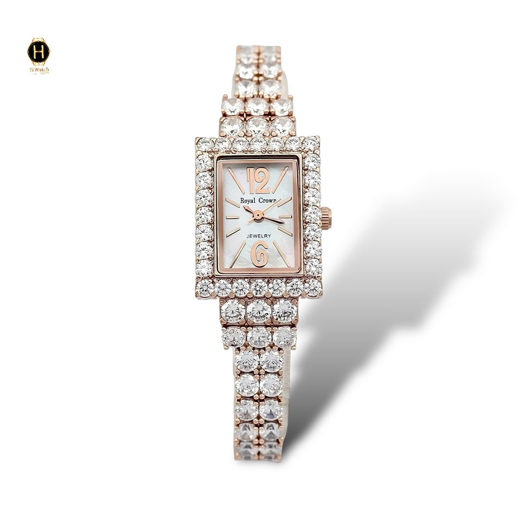 Đồng Hồ Nữ Royal Quartz 3584 Thép Rose Trắng