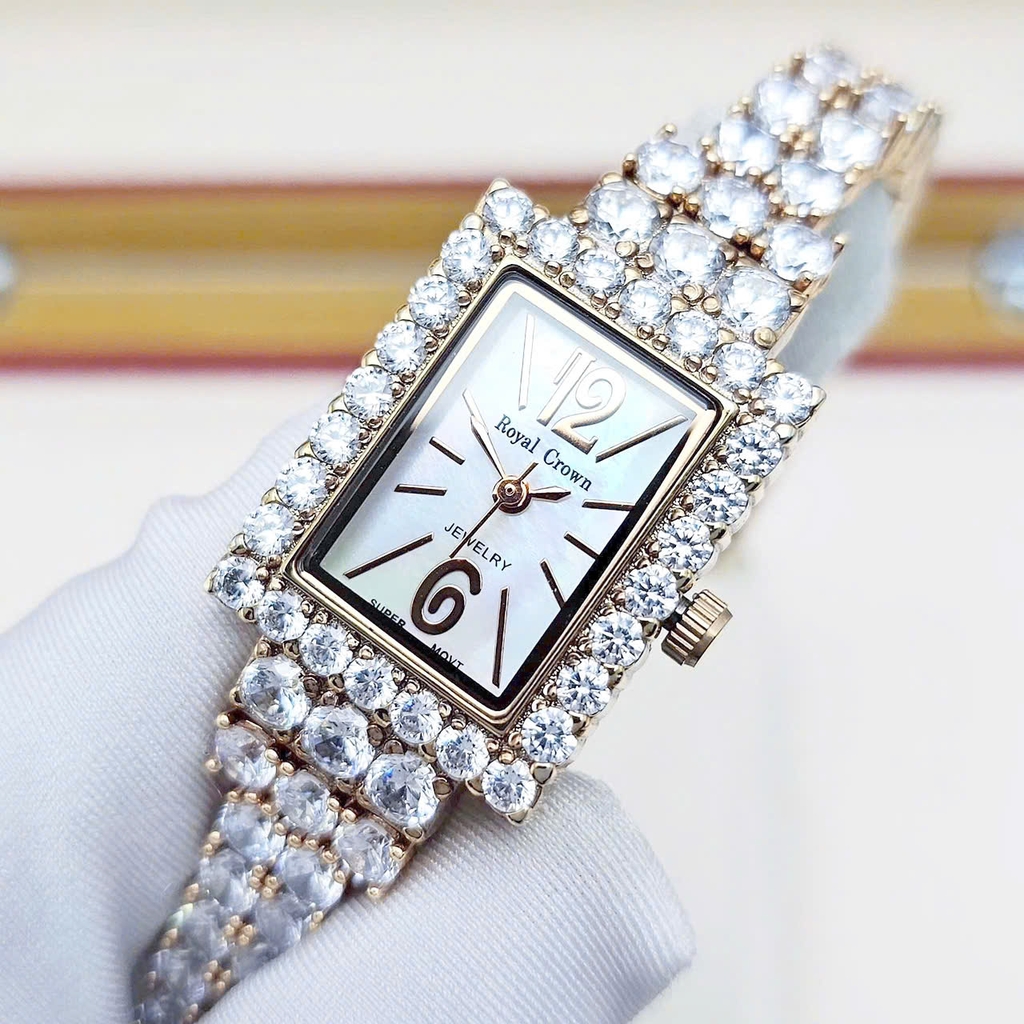 Đồng Hồ Nữ Royal Quartz 3584 Thép Rose Trắng