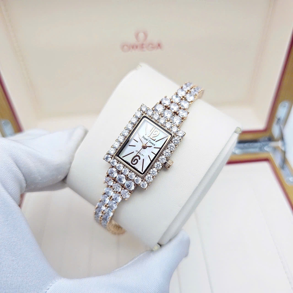 Đồng Hồ Nữ Royal Quartz 3584 Thép Rose Trắng