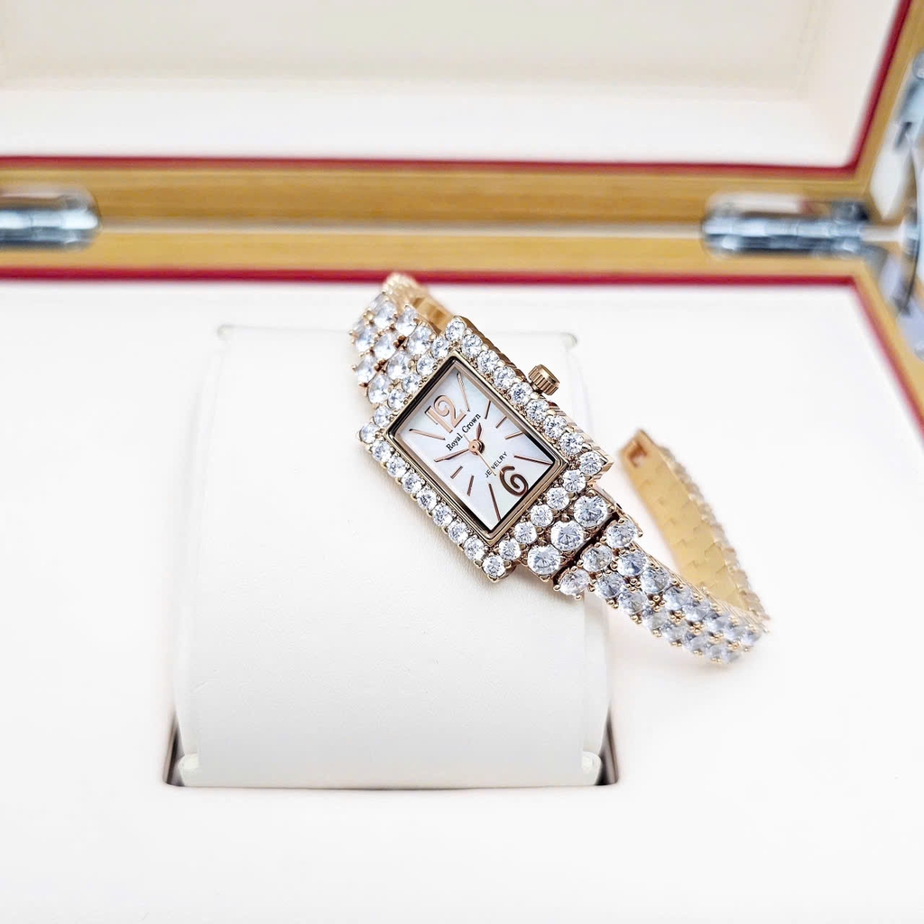 Đồng Hồ Nữ Royal Quartz 3584 Thép Rose Trắng