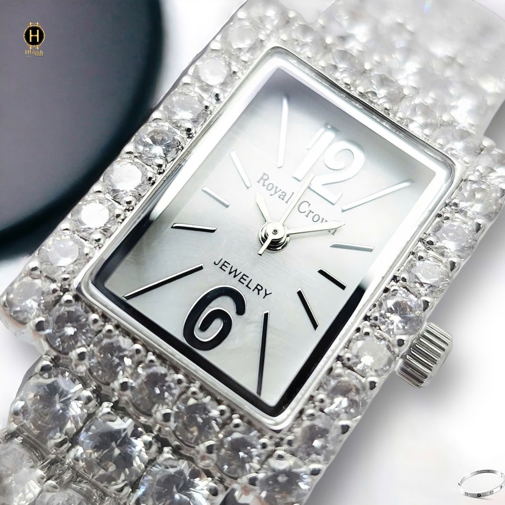 Đồng Hồ Nữ Royal Crown Quartz 3585 Thép Trắng