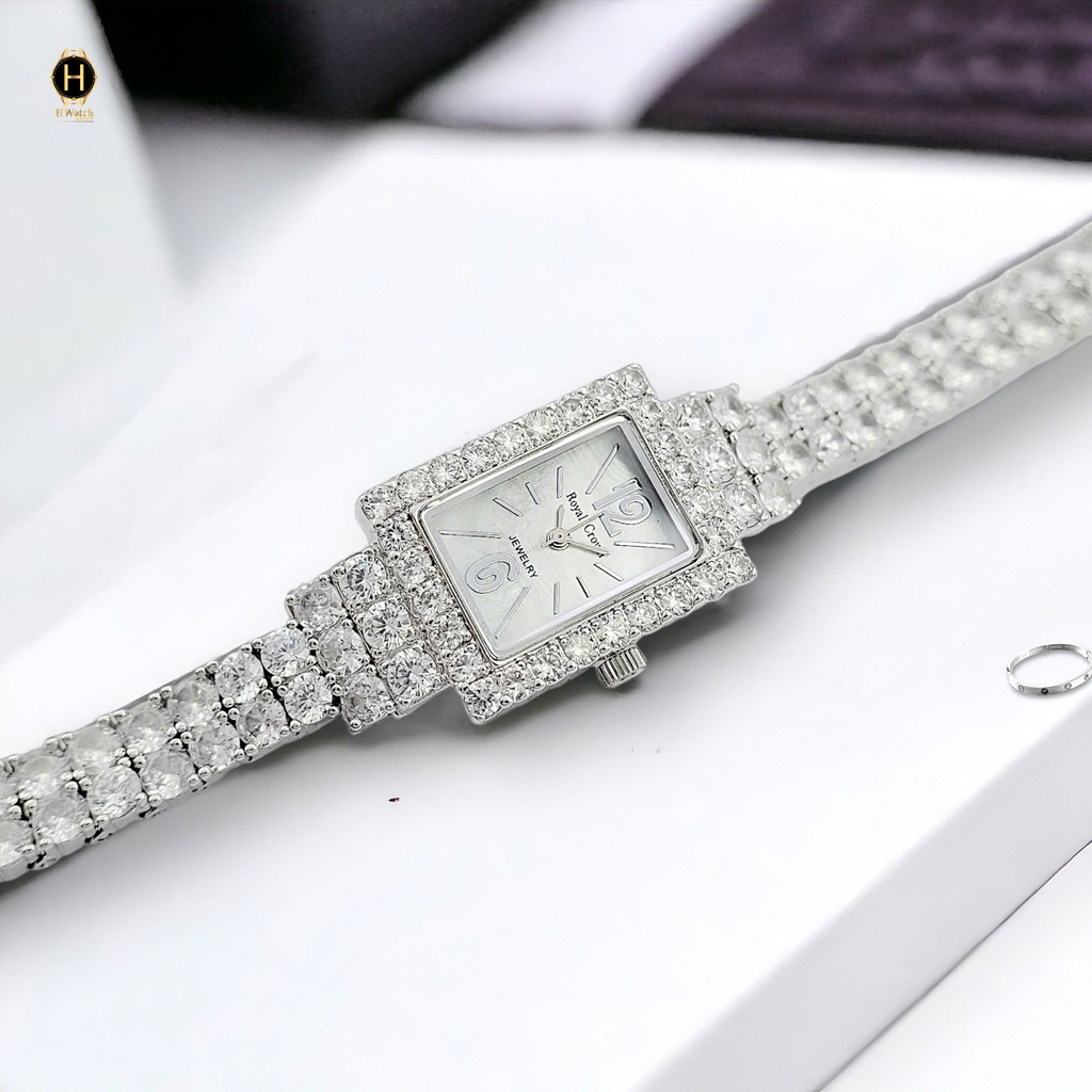 Đồng Hồ Nữ Royal Crown Quartz 3585 Thép Trắng