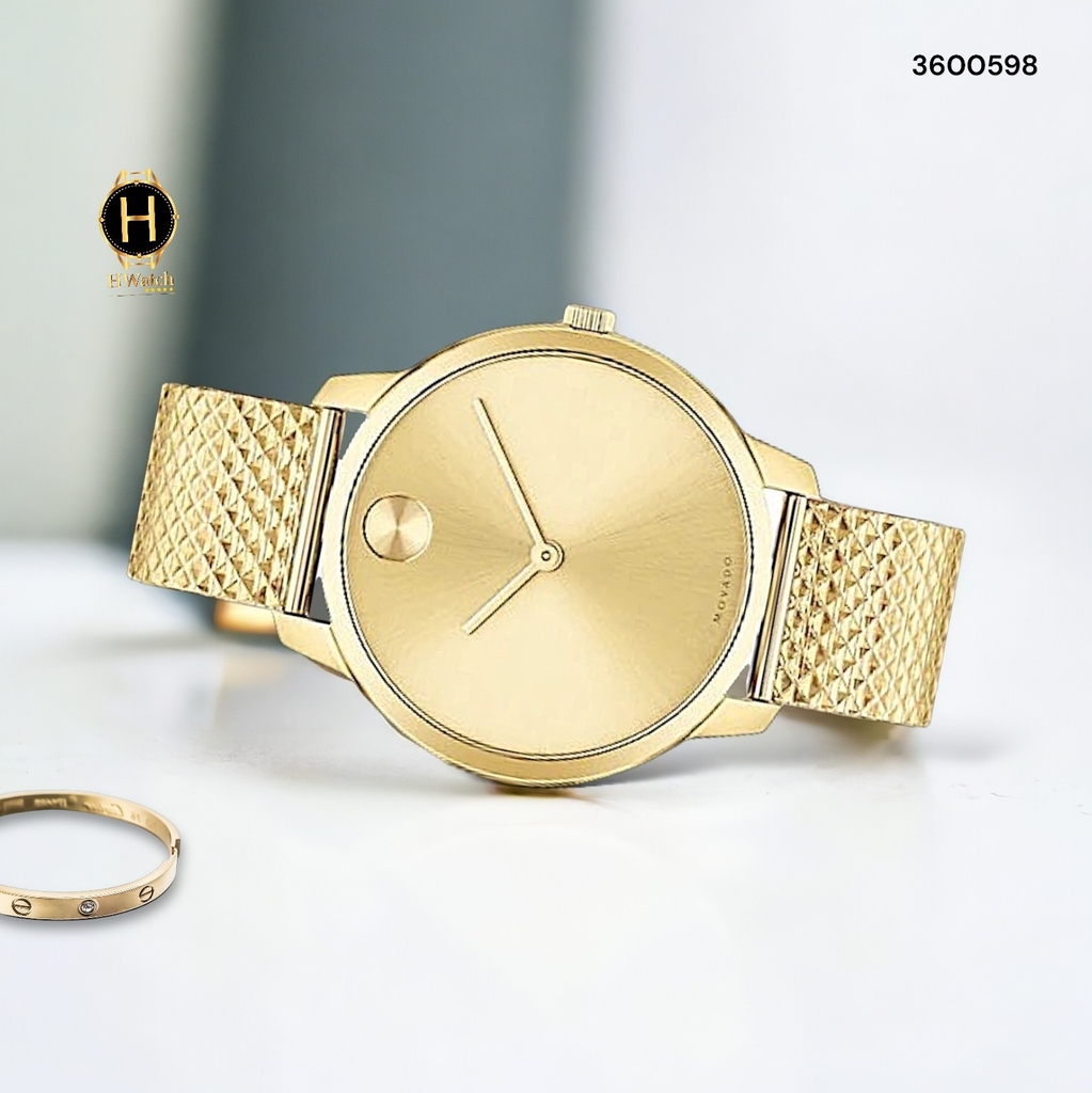 Đồng Hồ Nữ Movado Quartz 3600598 Bold Dây Thép Vàng Mặt Vàng.