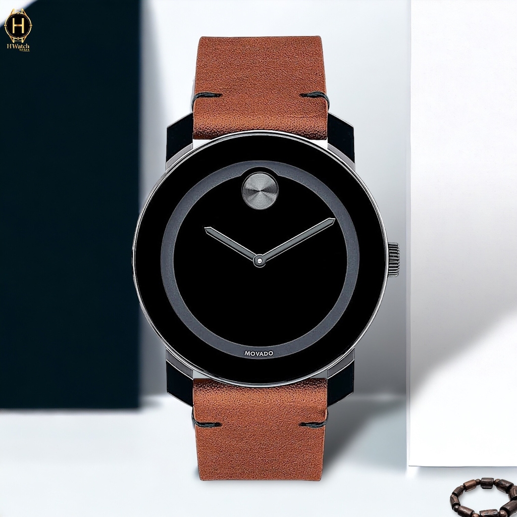 Đồng Hồ Nam Movado Quartz Bold TR90 3600600 Dây Da Mặt Đen
