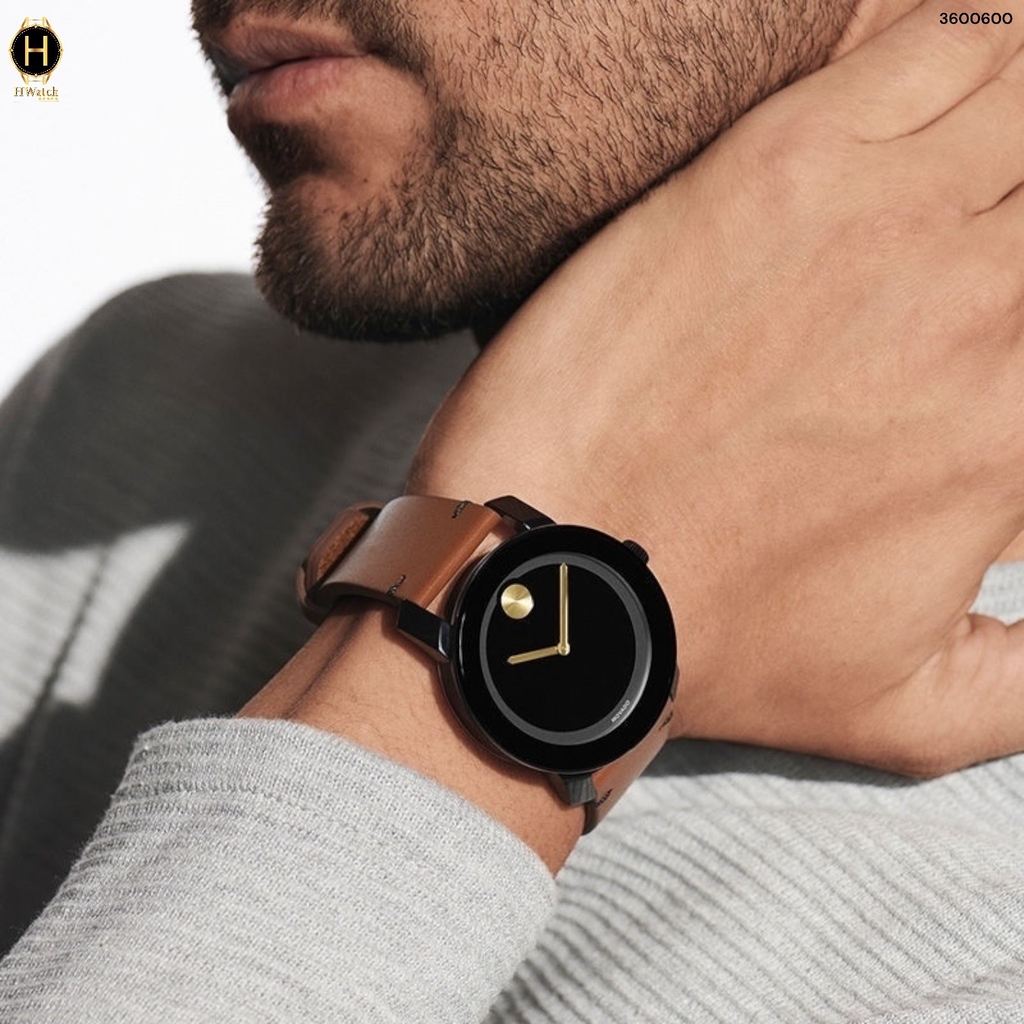 Đồng Hồ Nam Movado Quartz Bold TR90 3600600 Dây Da Mặt Đen