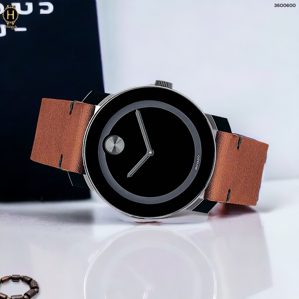 Đồng Hồ Nam Movado Quartz Bold TR90 3600600 Dây Da Mặt Đen