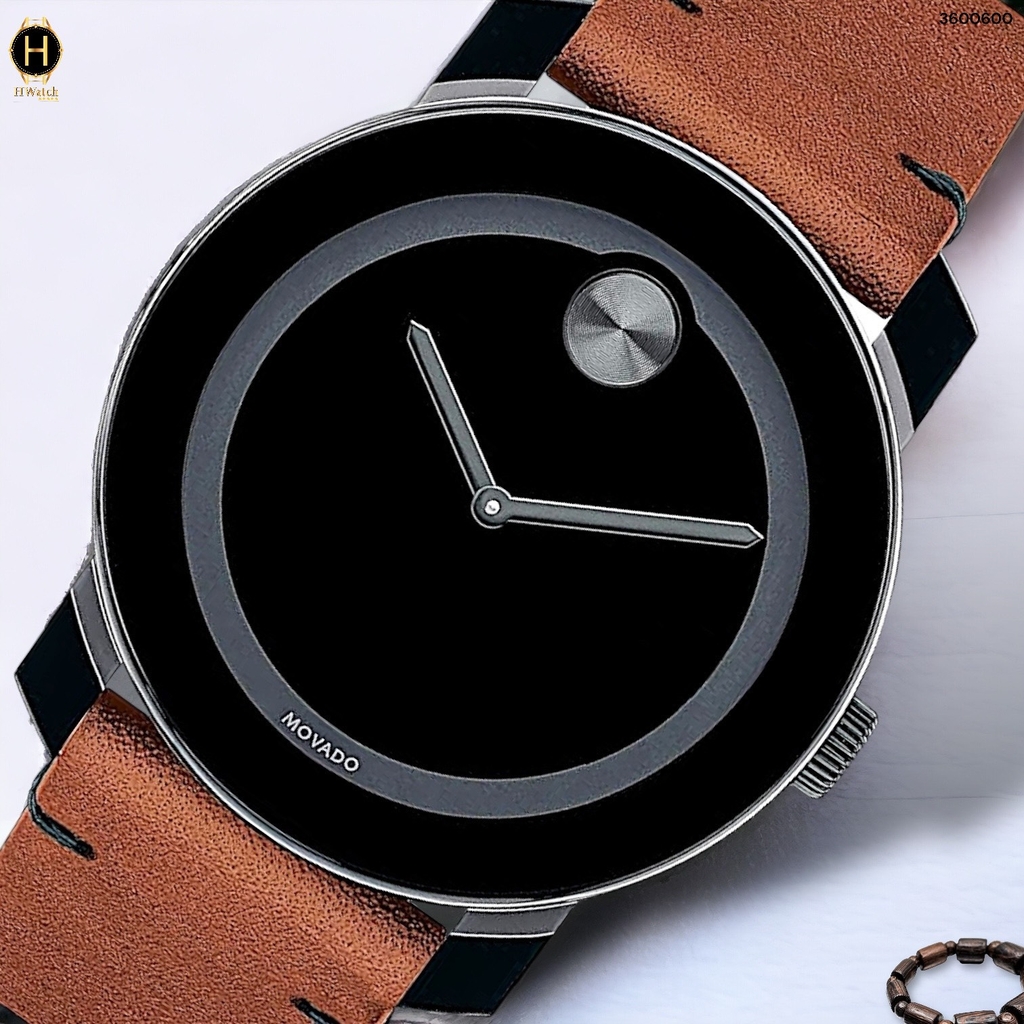 Đồng Hồ Nam Movado Quartz Bold TR90 3600600 Dây Da Mặt Đen