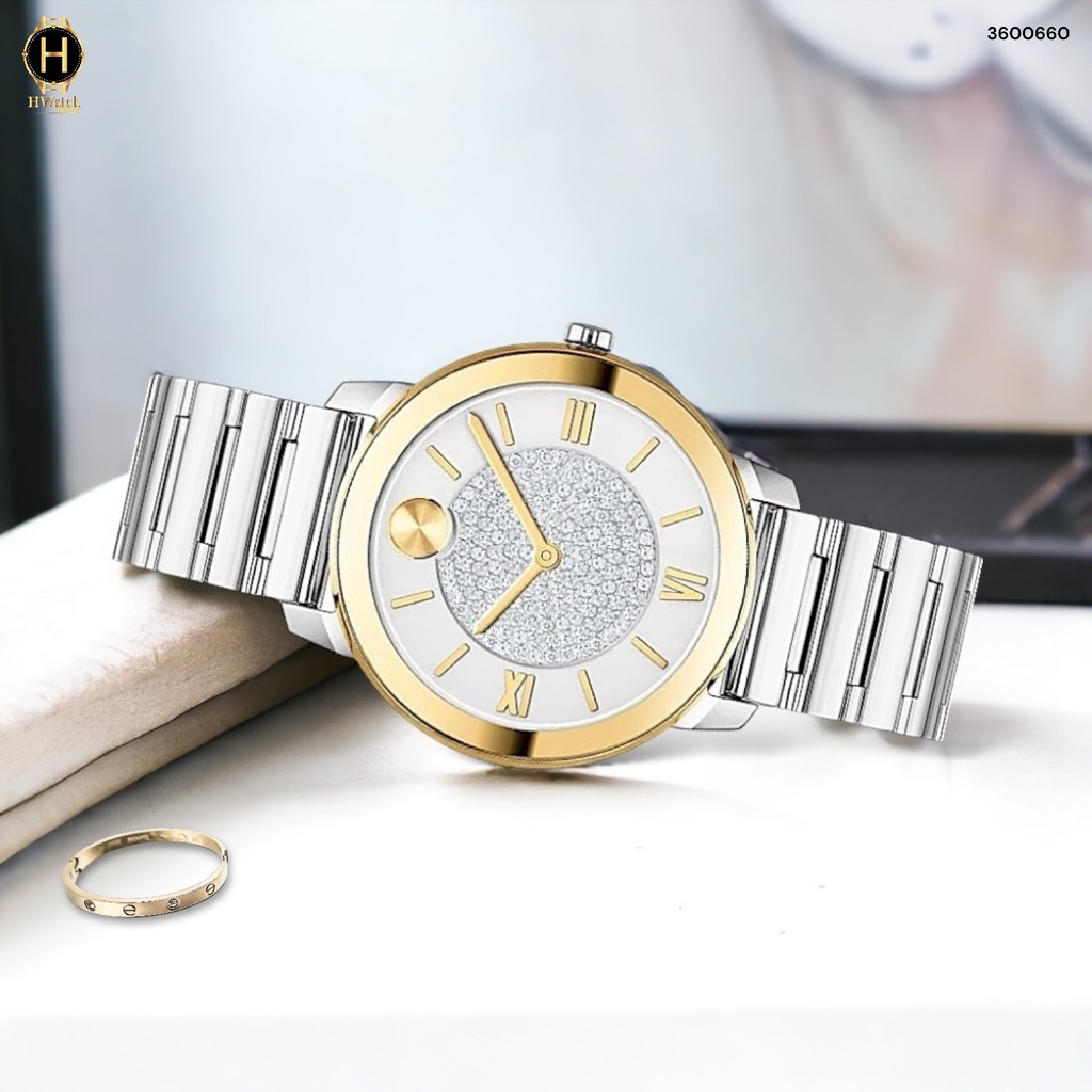 Đồng Hồ Nữ Movado Quartz Bold Luxe 3600660 Dây Thép Demi Vàng Mặt Trắng