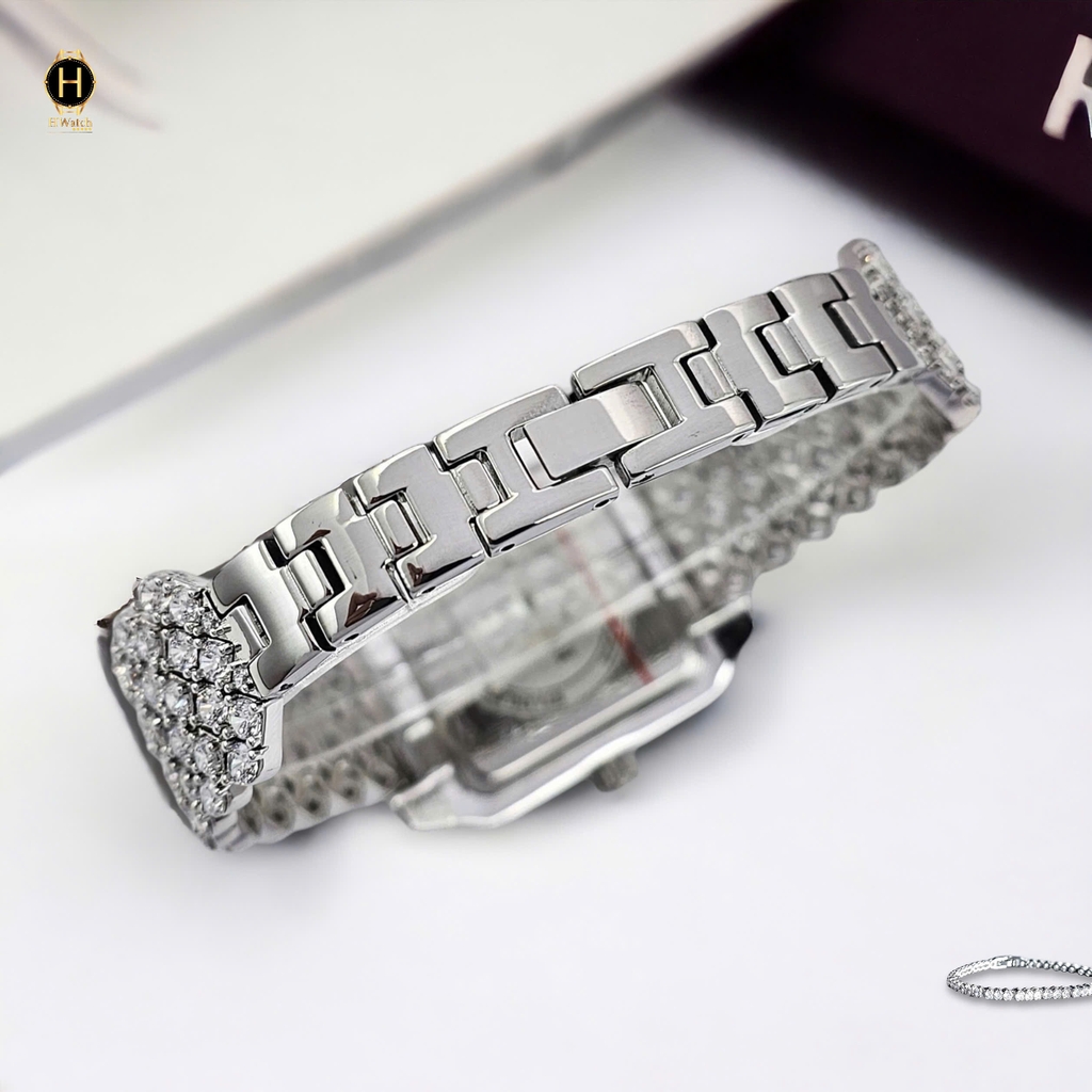 Đồng Hồ Nữ Royal Crown Quartz 3619M Thép Trắng Mặt Full Đá
