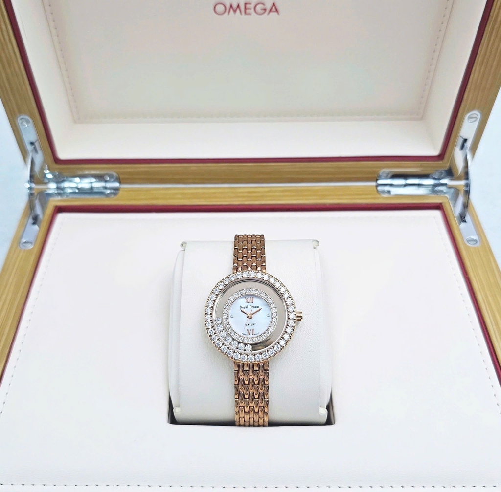  Đồng hồ Nữ Royal Crown Quartz 3628 Thép Rose