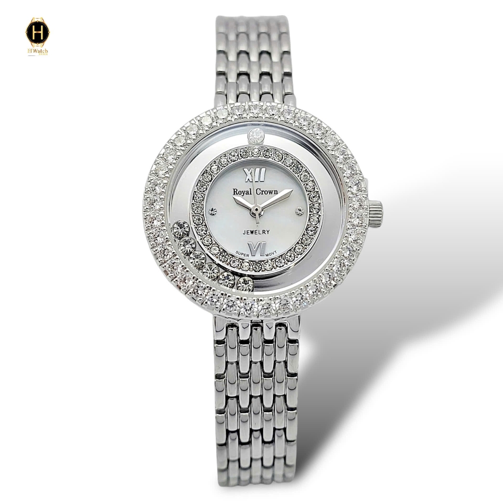 Đồng Hồ Nữ Royal Crown Quartz 3628 Thép Trắng