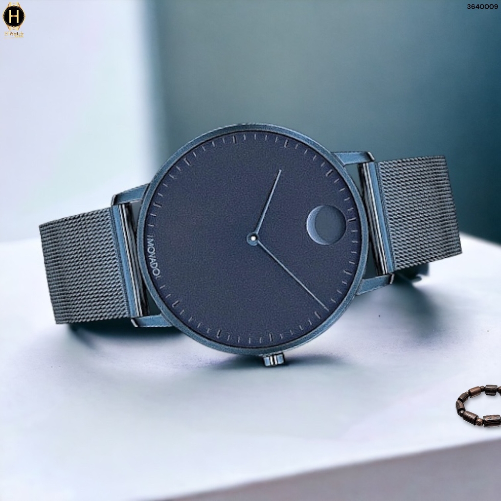Đồng Hồ Nam Movado Quartz Face Navy Ion-Plated 3640009 Dây Thép Lưới Xanh Navy Mặt Xanh