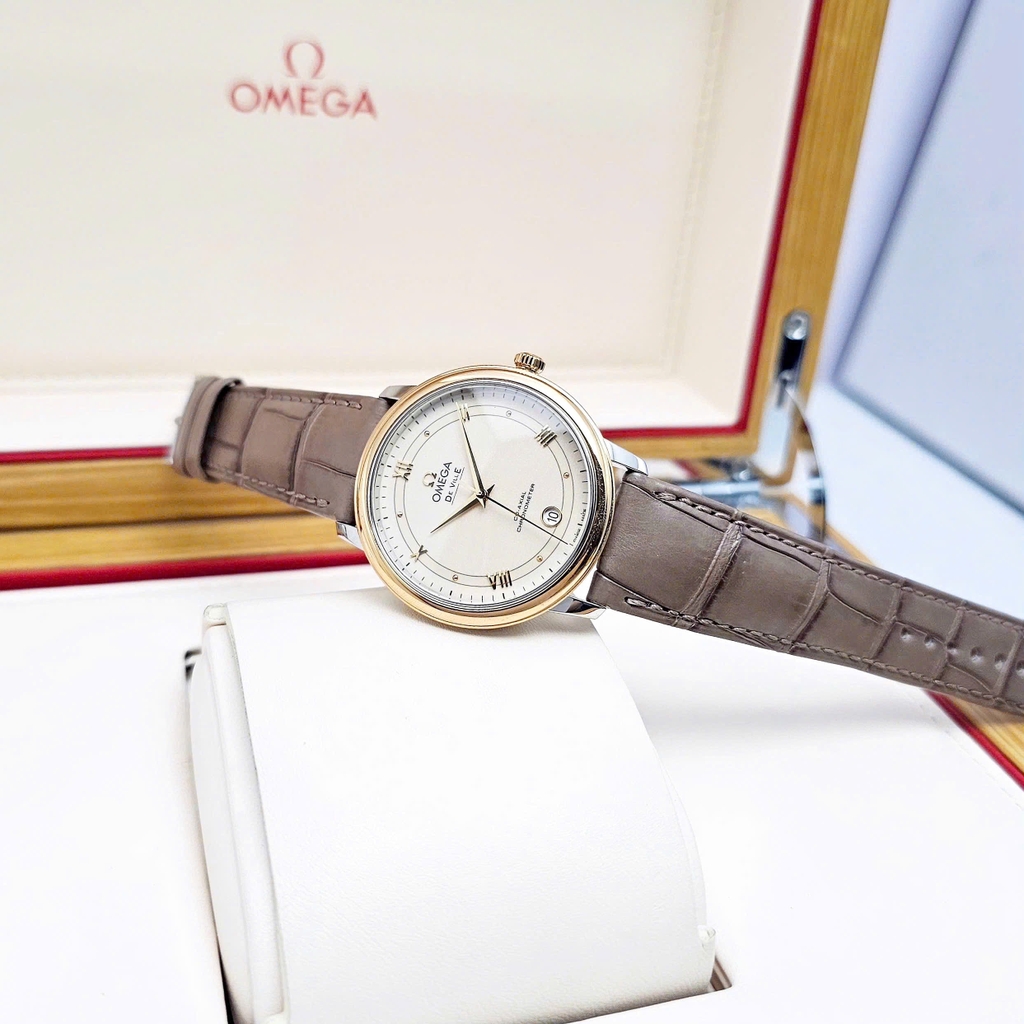 Đồng Hồ Nam Omega Automatic De Ville Chronometer 424.23.37.20.09.001 (42423372009001 )Dây Da Mặt Trắng Sapphire.