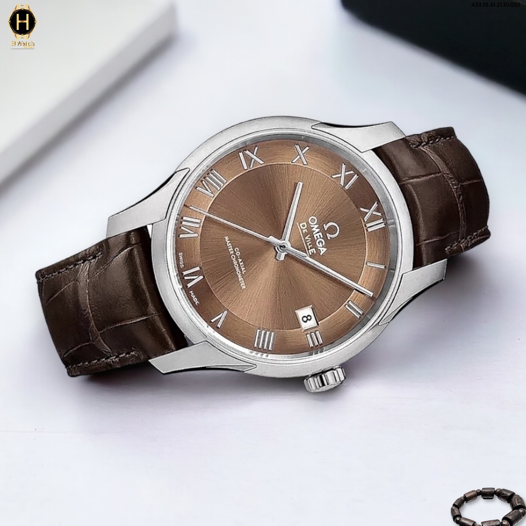 Đồng Hồ Nam Omega Automatic De Ville Hour Vision Master Chronometer 433.13.41.21.10.001 (43313412110001) Dây Da Mặt Nâu Sapphire.
