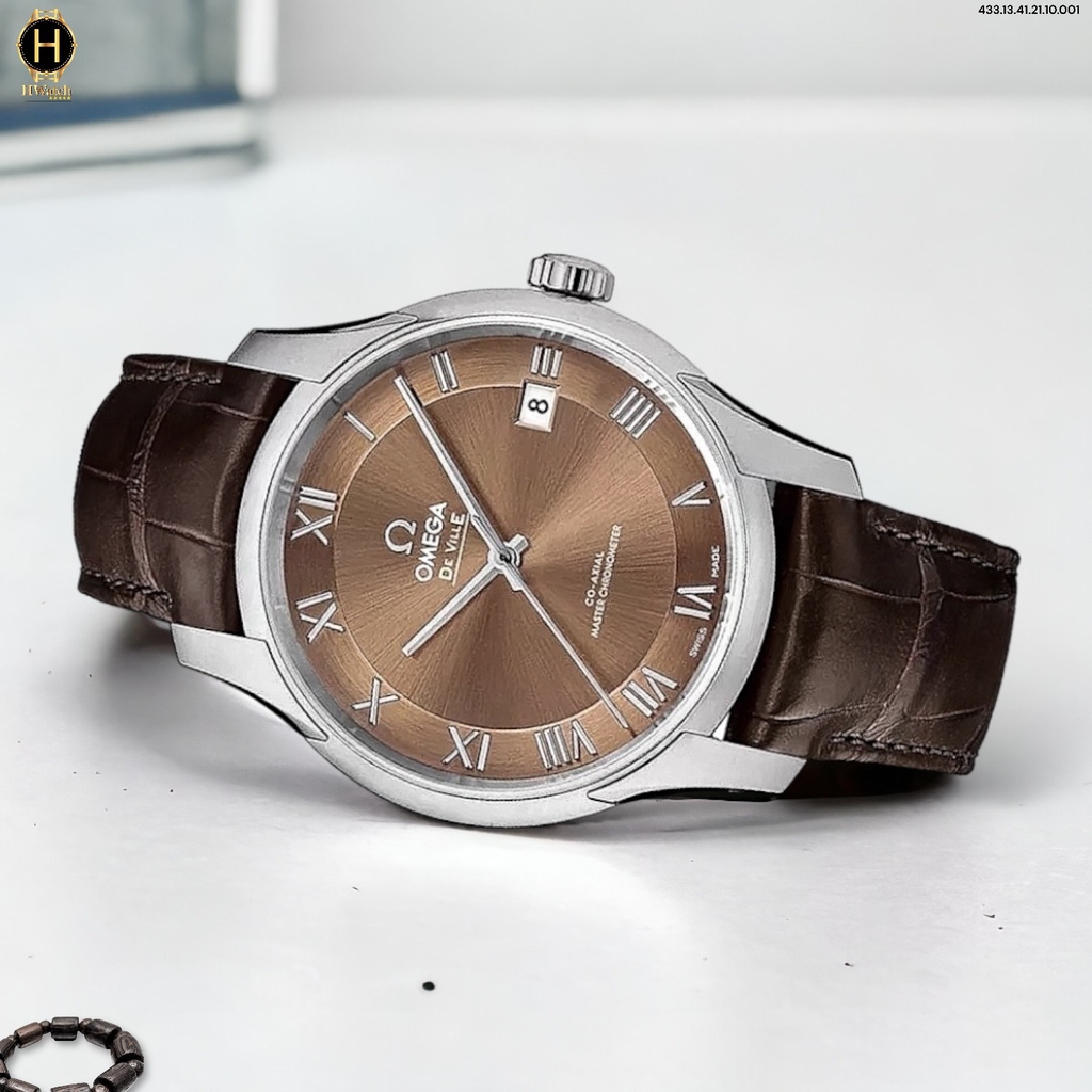 Đồng Hồ Nam Omega Automatic De Ville Hour Vision Master Chronometer 433.13.41.21.10.001 (43313412110001) Dây Da Mặt Nâu Sapphire.