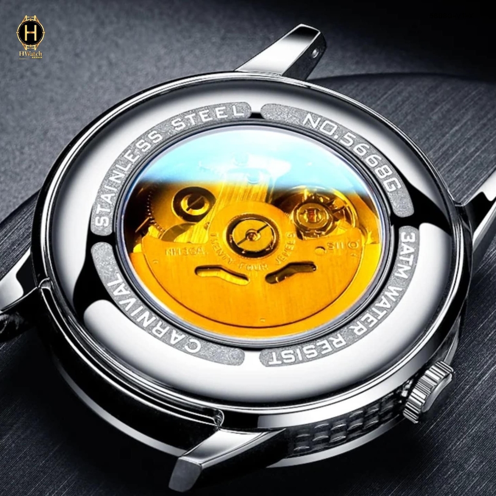 Đồng Hồ Nam Carnival Automatic 5668G-VT-T Dây Thép Mặt Trắng.