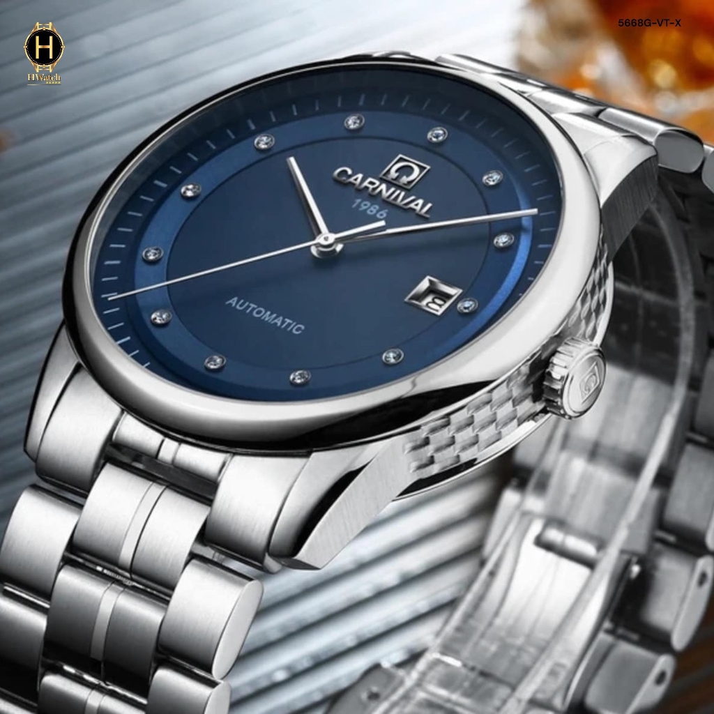 Đồng Hồ Nam Carnival Automatic 5668G-VT-X Dây Thép Mặt Xanh Lam.