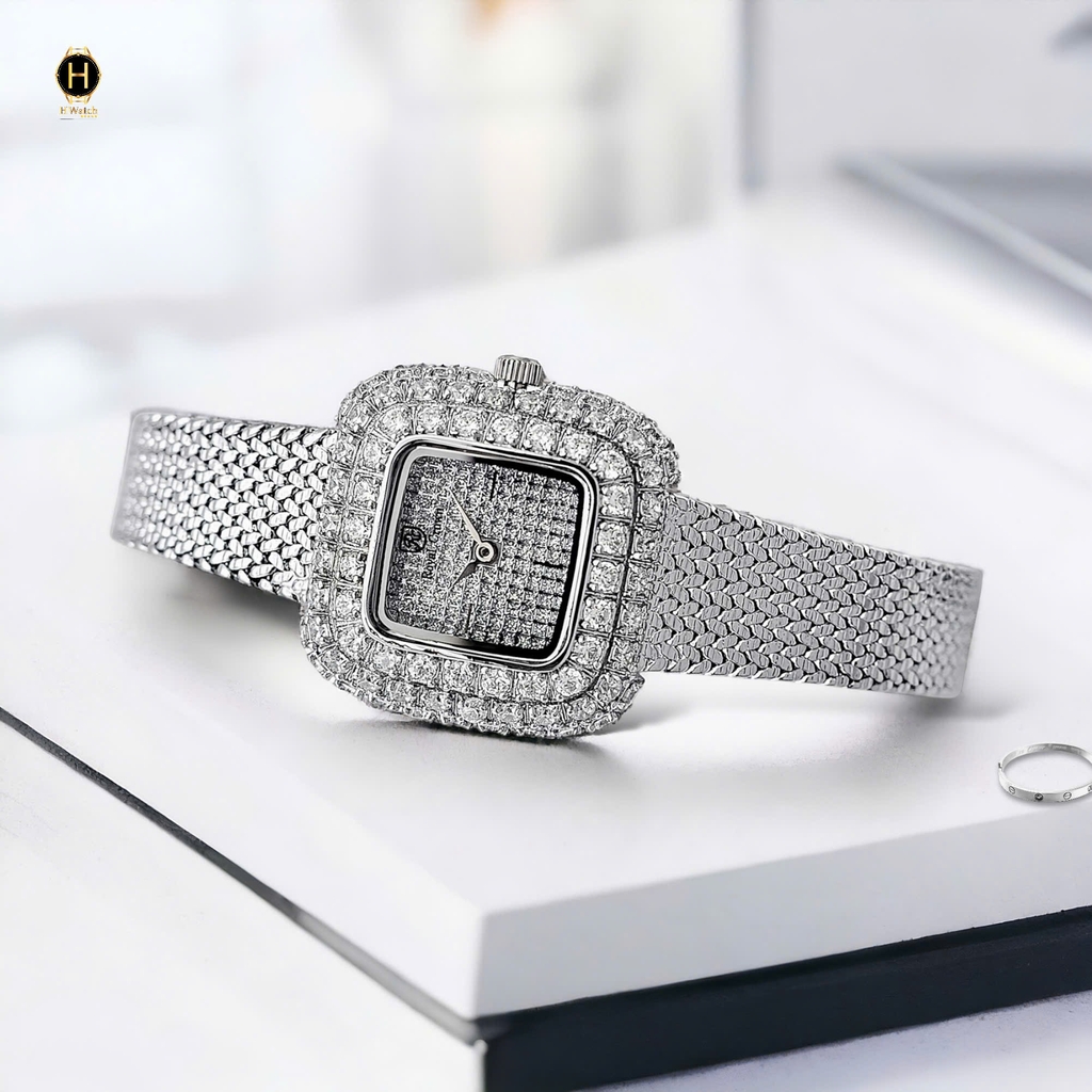 Đồng Hồ Nữ Royal Crown Quartz 6140 Thép Trắng